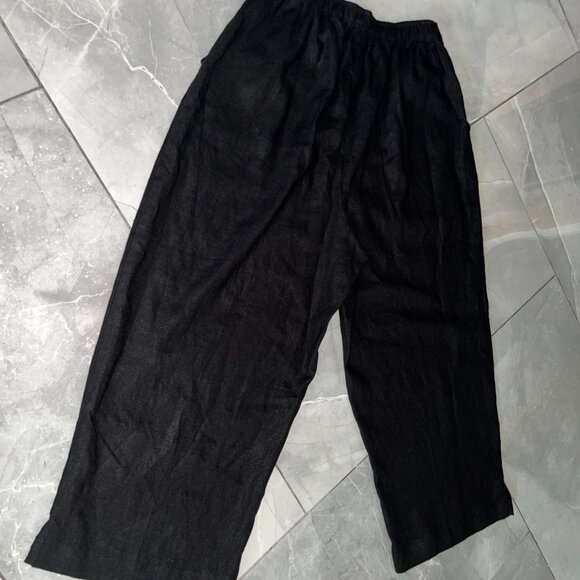 Black Linen Blend Culottes Petite - Picture 2 of 5